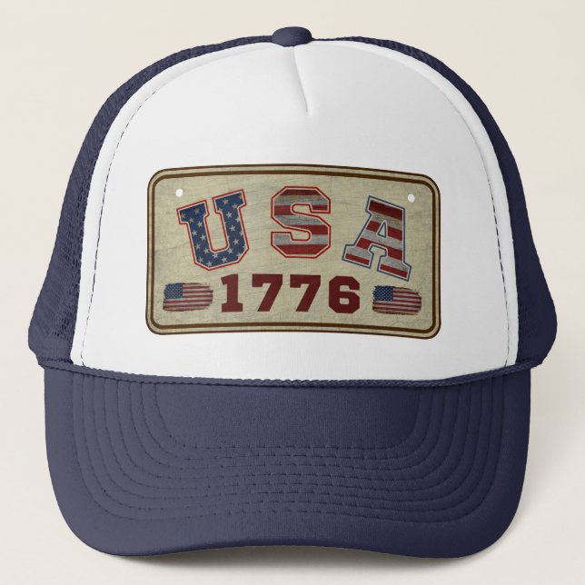 Boné Bandeira Americana Vintage EUA 1776 (Frente)
