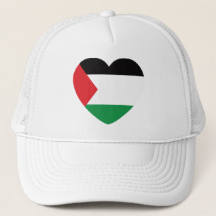Boné bandeira branca palestina design gráfico cardíaco