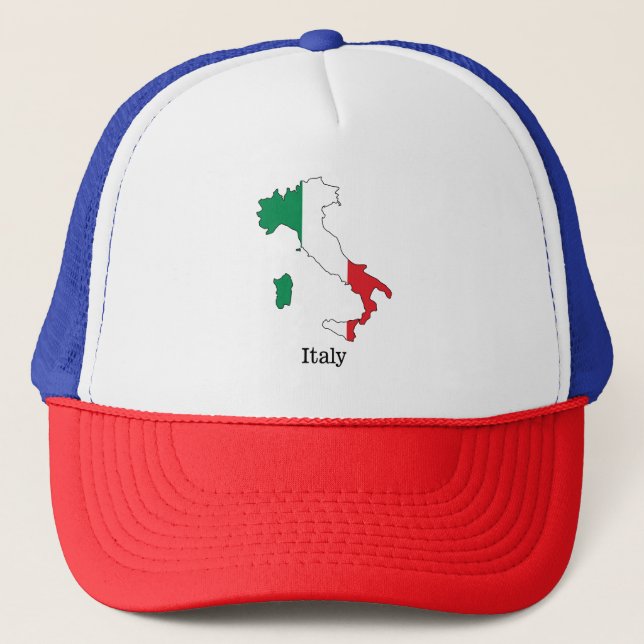 Boné Bandeira da Itália Dentro do Seu Mapa - Coleção de (Frente)