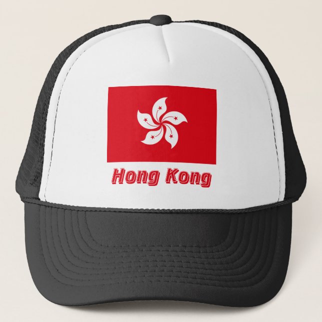 Boné Bandeira de Hong Kong com nome (Frente)