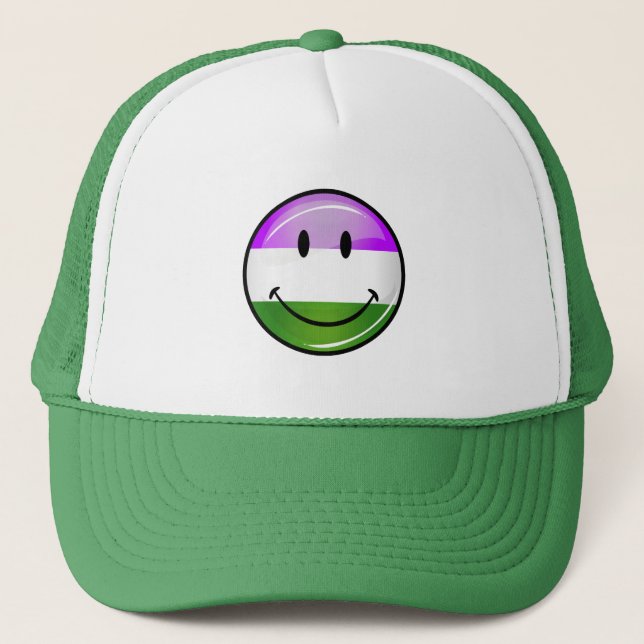 Boné Bandeira de sorriso lustrosa de Genderqueer (Frente)