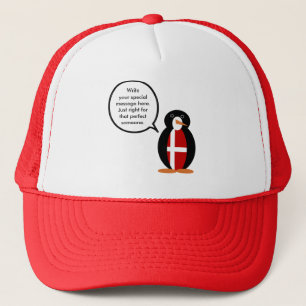 Boné Bandeira Dinamarquesa Pinguim Falante Personalizad