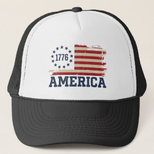 Boné Bandeira Distress EUA Vintage 1776 América