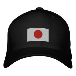 Boné Bandeira do Japão bordada em lã flexfit que