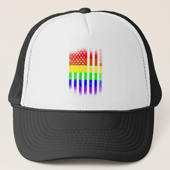 Boné bandeira do orgulho americano arco-íris lgbt (Frente)