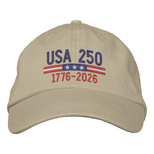 Boné Bandeira dos EUA 250 com barra da bandeira america (Frente)