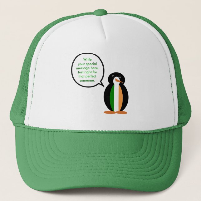Boné Bandeira Irlandesa Sra. Pinguim Fala (Frente)