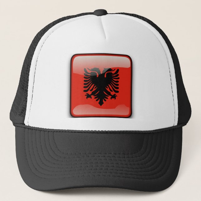 Boné Bandeira lustrosa albanesa (Frente)