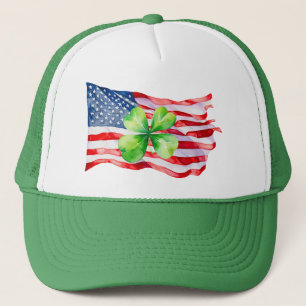 Boné Bandeira Orgulhosa Americano Irlandesa Trevo de 4