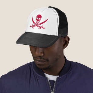 Boné Bandeira pirata da Caveira Vermelha e Espadas de C