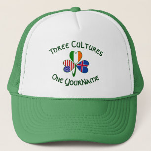 Boné Bandeira Shamrock Personalizada Islandês Irlandês 