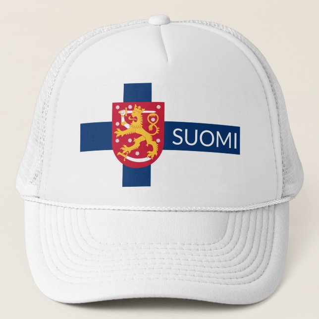 Boné Bandeira Suomi com casaco de armas sobrepostas (Frente)