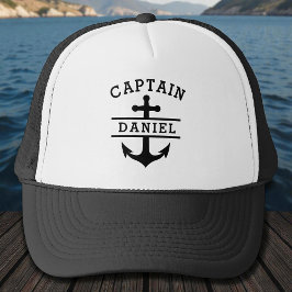 Boné Barco Capitão Preto Âncora Náutica Navio 