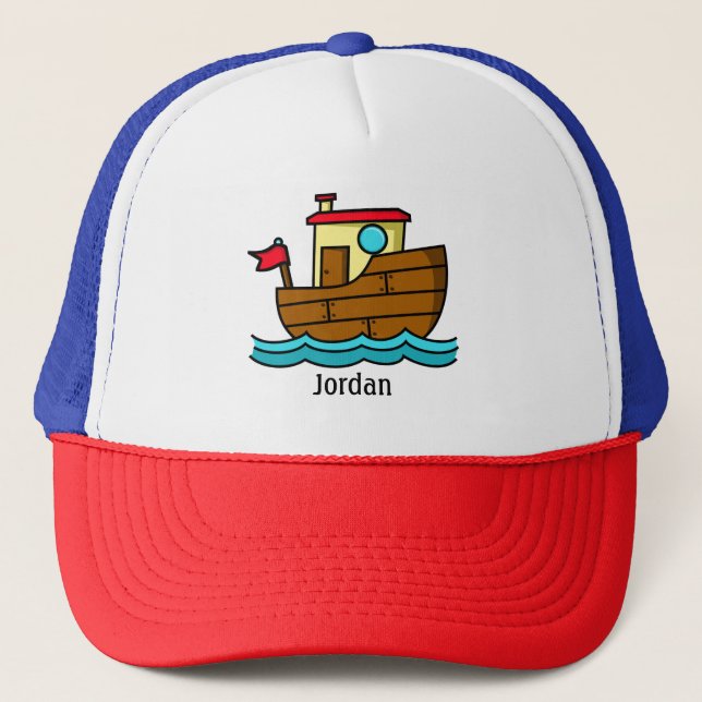 Boné Barco de Reboque de Desenho Personalizado  (Frente)
