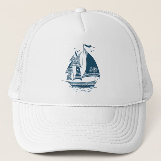 Boné Barco de Vela de Vento Azul-Marinho (Frente)