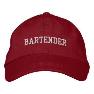 Boné Bartender Red and White Embroidered Baseball Cap