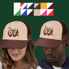 Boné Baseball Number 67 Vintage Glove Bat Trucker Hat