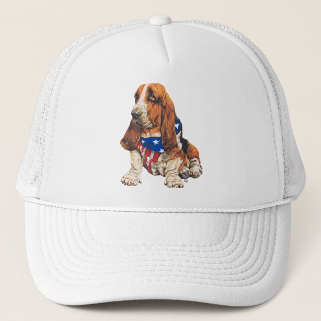 Boné Basset Hound Patriótico Americano (Frente)