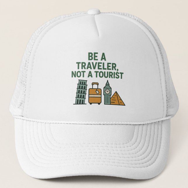 Boné Be a Traveler, Not a Tourist – Wanderlust-Inspired (Frente)