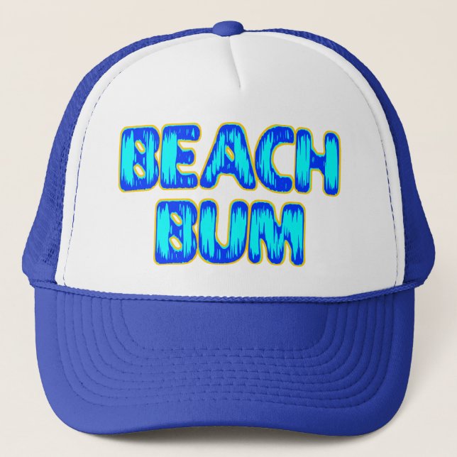 Boné Beach Bum Engraçado Slogan em Azul (Frente)