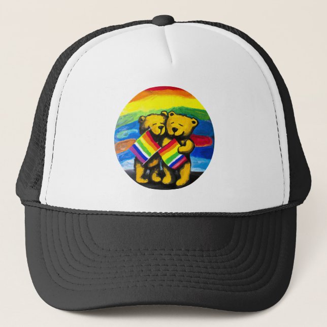 Boné Bears Love Casal LGBT Sinalizador do arco-íris (Frente)
