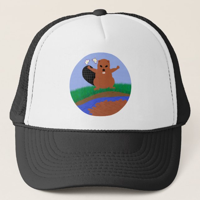 Boné Beaver Building Dam Cartografia Art (Frente)