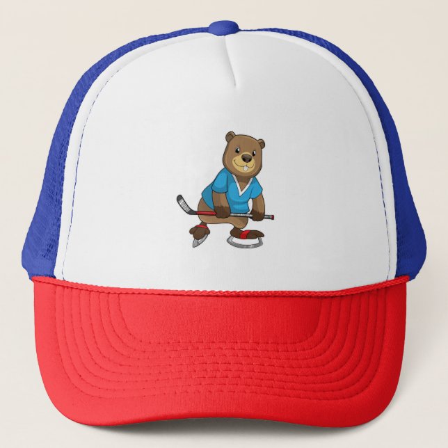 Boné Beaver no hóquei no gelo com bastão de hóquei no g (Frente)
