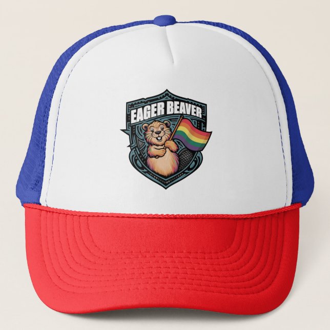 Boné Beaver segurando sinalizador LGBTQ (Frente)