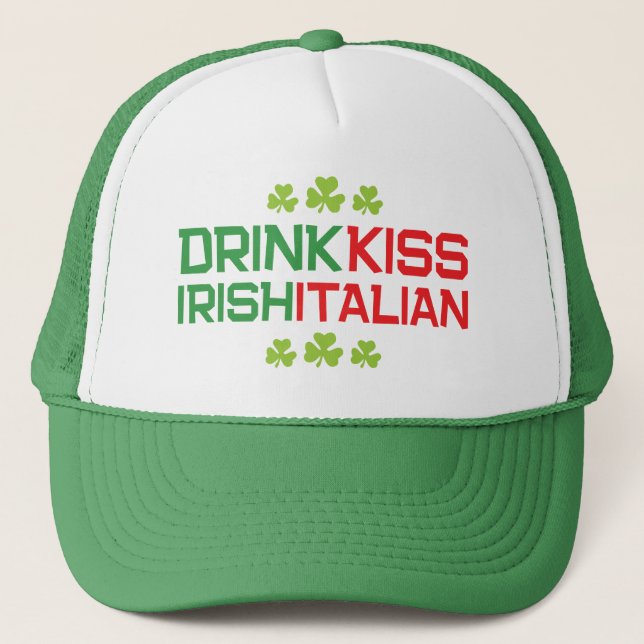 Boné Beba Beijo Irlandês Italiano com Trevos St Patrick (Frente)
