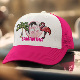 Boné Bebê da Praia Rosa Presente de Remendo Falso na Mo
