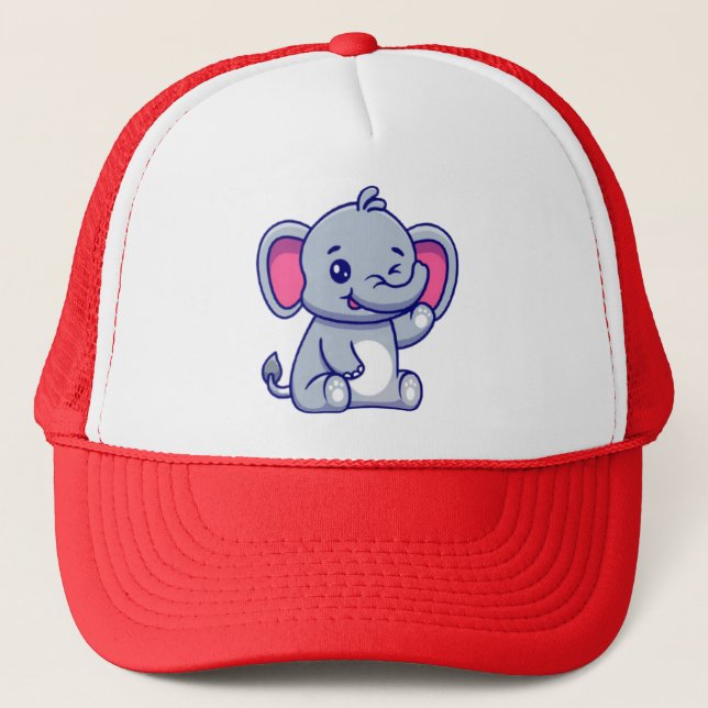 Boné Bebê Elefante Fofo Sentado Cartoon-23800 (Frente)