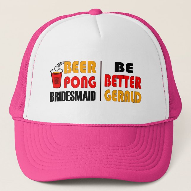 Boné Beer Pong Bridesmaid Trucker Hat (Frente)