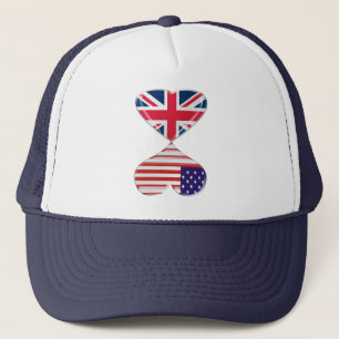 Boné Beijando EUA e a arte BRITÂNICA das bandeiras dos