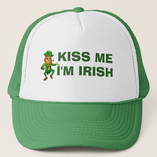 Boné Beije-Me Im Irish Funny Dia de São Patrício Leprec (Frente)
