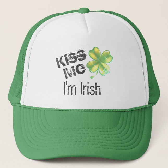 Boné Beije-me, sou irlandês, shamrock, (Frente)