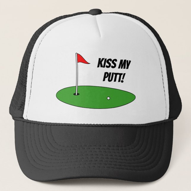 Boné Beije meu chapéu esportivo engraçado para golfista (Frente)