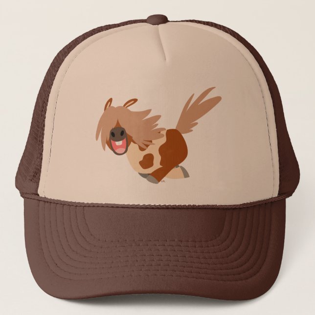 Boné Bela Caricatura Feliz Pinto Pony Trucker Hat (Frente)