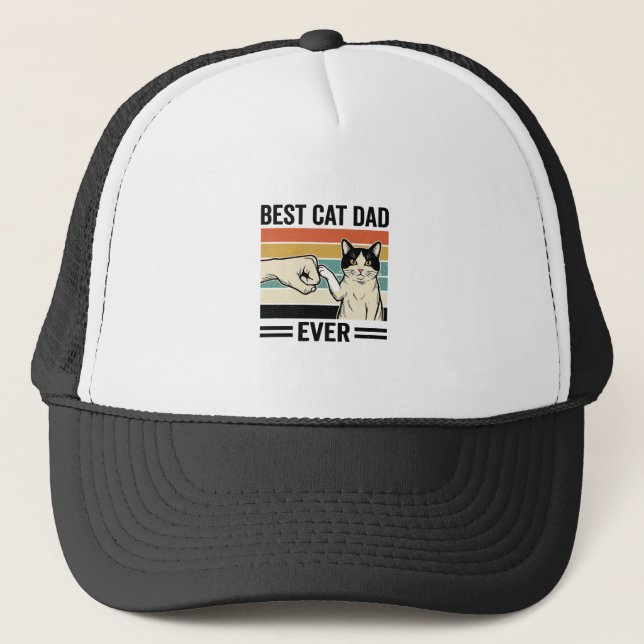 Boné Best Cat Dad Ever Retro Cat Fist Bump Shirt_1 (Frente)