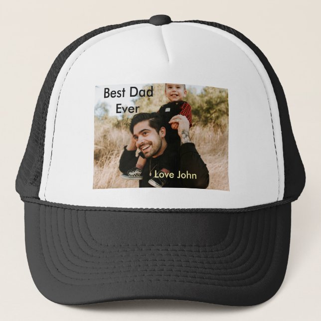 Boné Best dad ever father's dad gift photo name simple  (Frente)