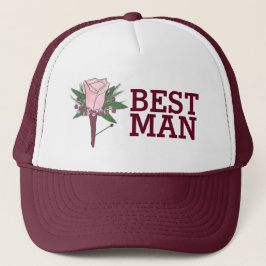 Boné Best Man Groomsmen Wedding Boutonniere Rose Hat