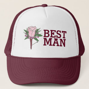 Boné Best Man Groomsmen Wedding Boutonniere Rose Hat