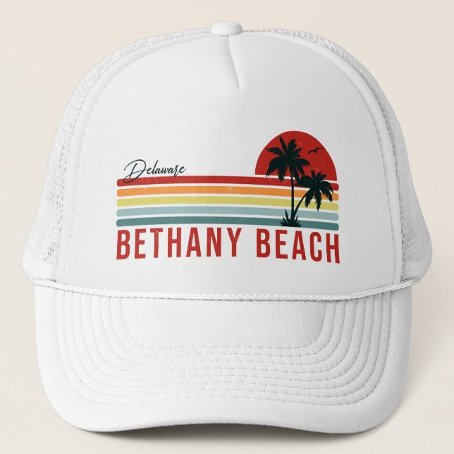 Boné Bethany Beach Delaware Palm Trees Retro Sunset 60s (Frente)