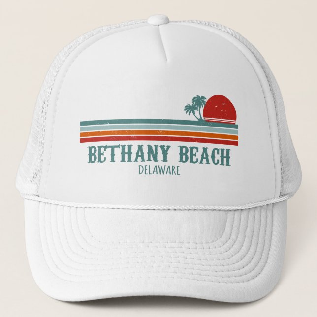 Boné Bethany Beach Delaware Palm Trees Retro Sunset 80s (Frente)