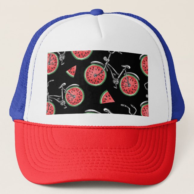 Boné Bicicletas de roda de melancia, padrão de verão. (Frente)