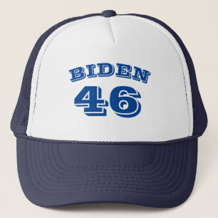 Boné Biden 46 letras brancas e azuis curvas
