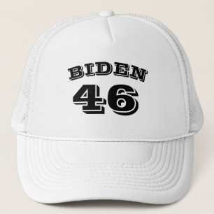 Boné Biden 46 letras brancas e pretas curvas brancas, b