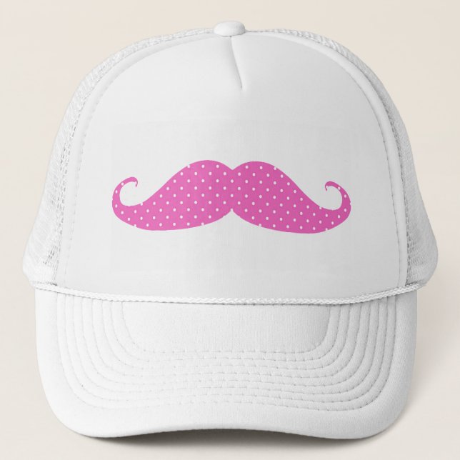 Boné Bigode feminino engraçado das bolinhas do rosa (Frente)