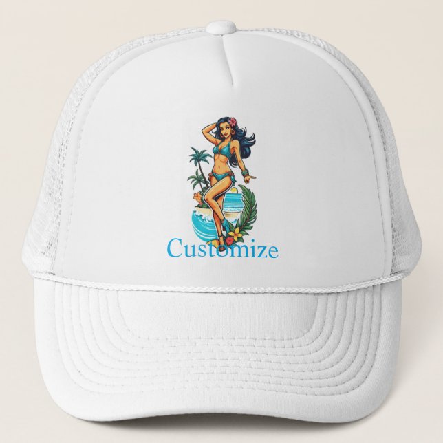 Boné Bikini Beach Girl Thunder_Cove, Cuja Cabeça Negra (Frente)