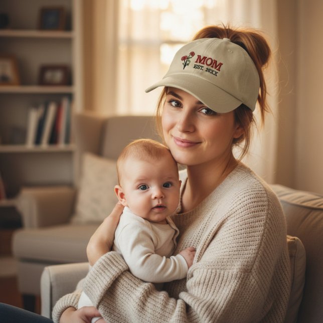 Boné Birth Flower August Poppy MOM (Criador carregado)