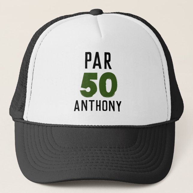 Boné Birthday Golfer Funny 50th feliz Pai Par (Frente)